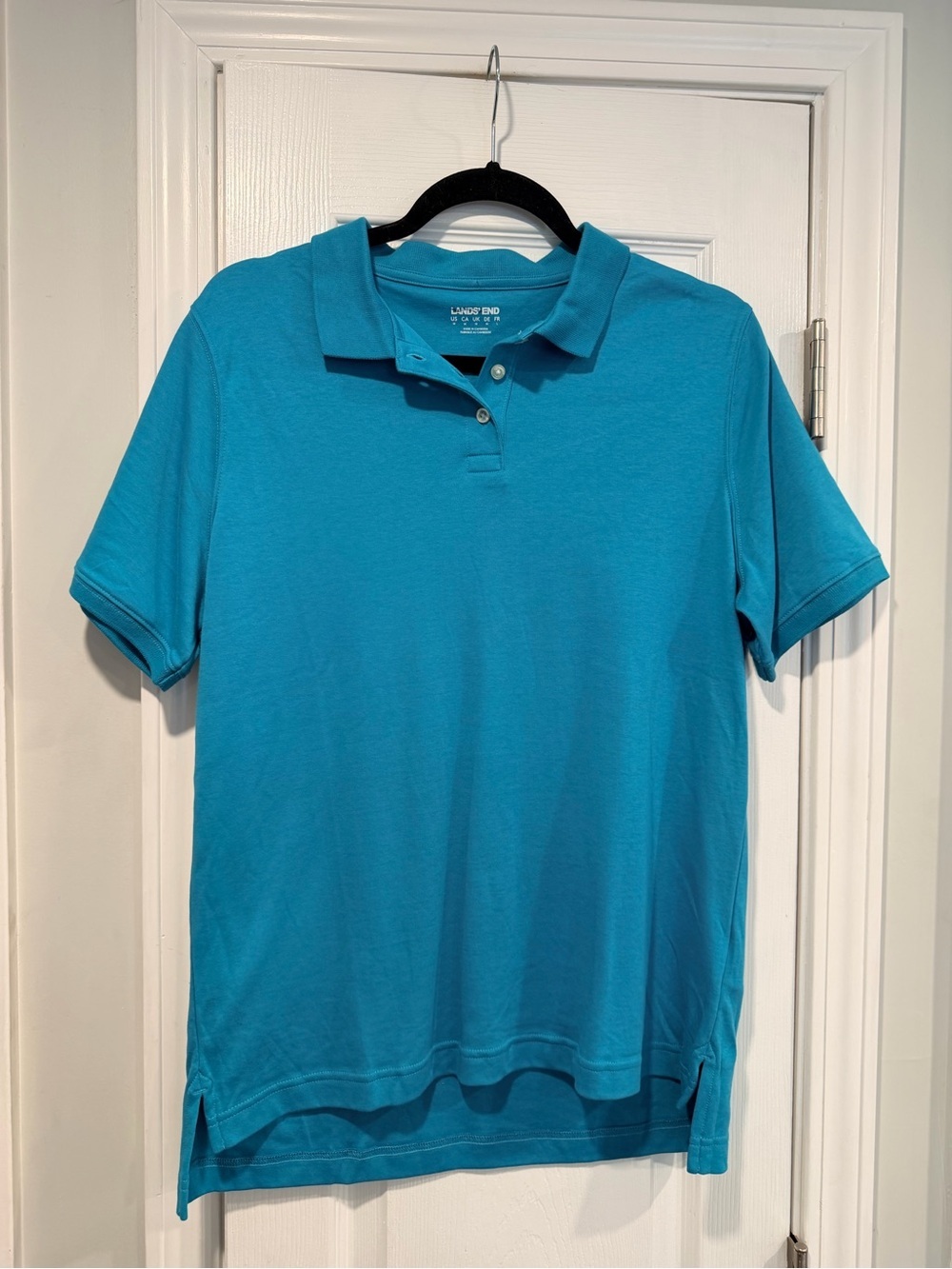NWOT Lands End Size M Turquoise Short Sleeve Collared Polo Shirt